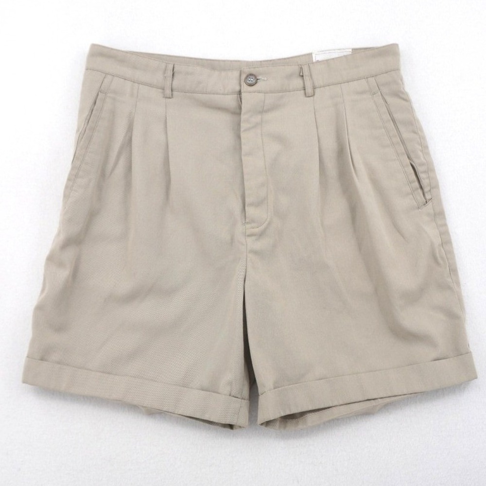 Vintage Crocodile Pleated Khaki Shorts Men's 32 Beige Chino Style